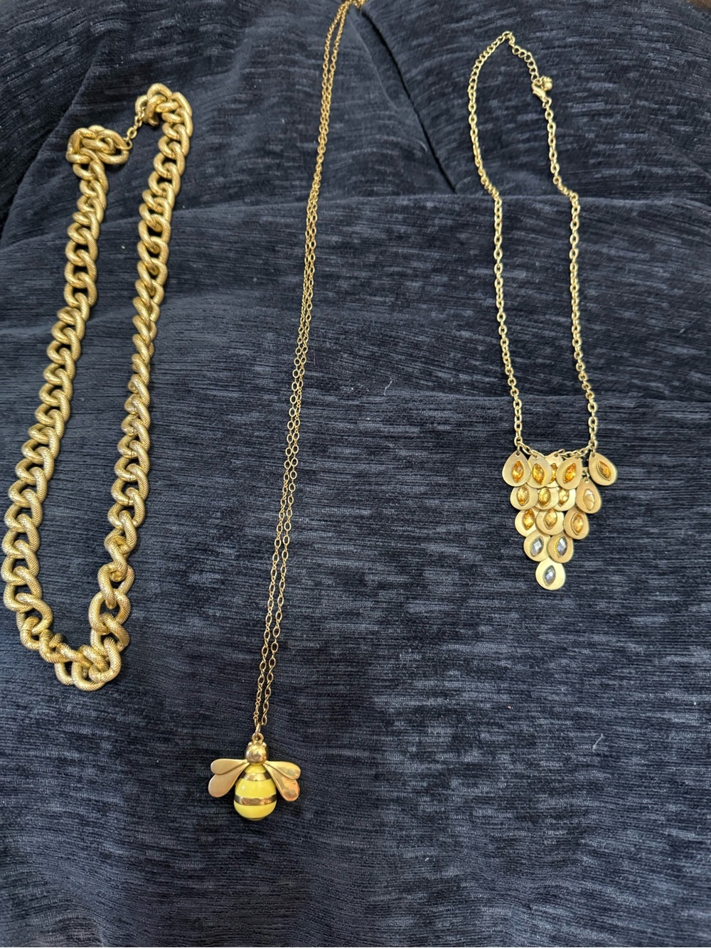 3 Gold-Tone Necklaces. Women's Jewelry